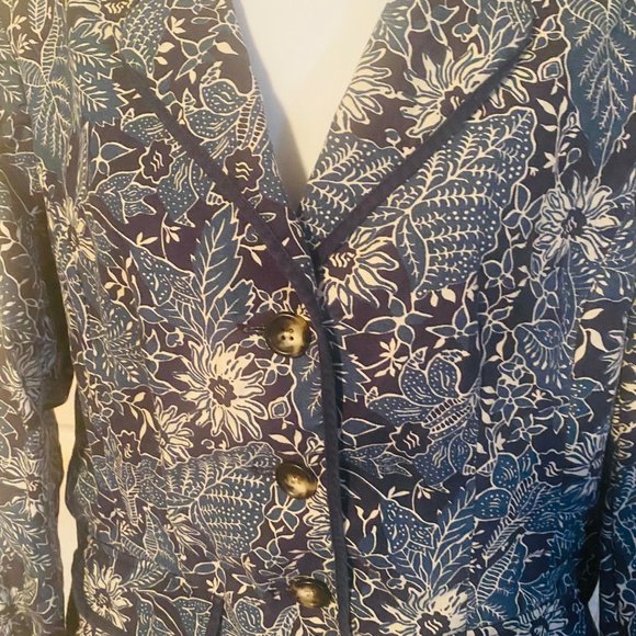 Eddie Bauer cotton and linen blue floral jacket size 8 - Picture 5 of 8